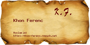 Khon Ferenc névjegykártya